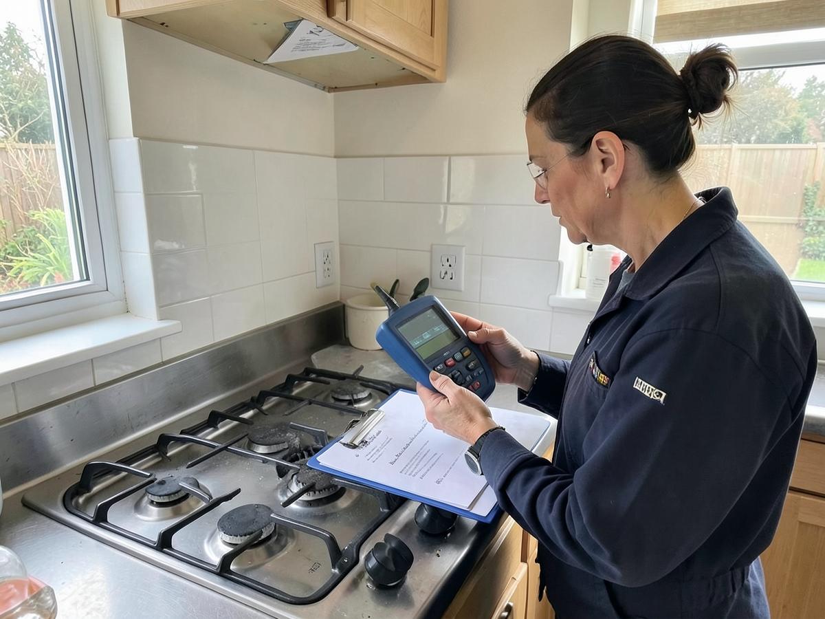 Engineer carrying out a landlord gas safety inspection